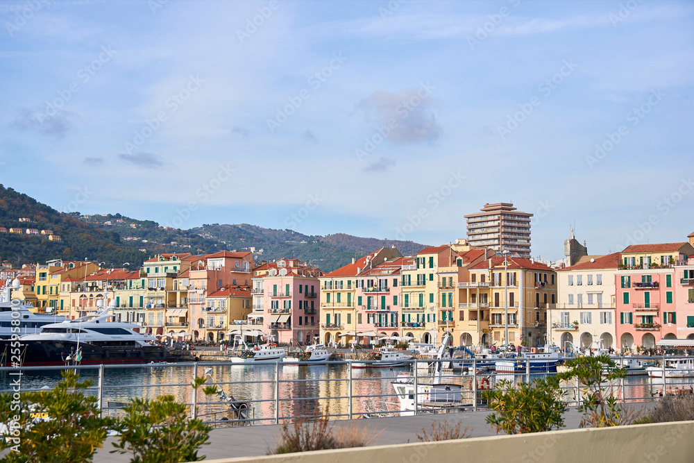 Imperia/Oneglia. Coastal city and comune in the region of Liguria, Italy (Meditarranean sea). Historical capital of the Province of Imperia. Shore,port, harbor tourism with great traditional food.