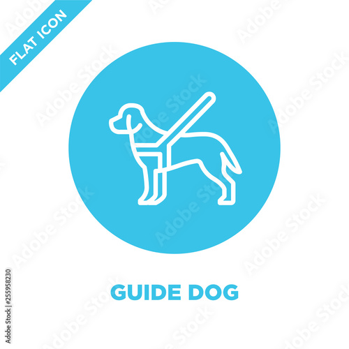 guide dog icon vector from accessibility collection. Thin line guide dog outline icon vector  illustration. Linear symbol for use on web and mobile apps, logo, print media.