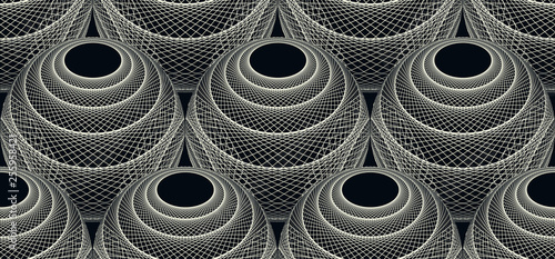 circular wired nets seamless pattern in silver black shades