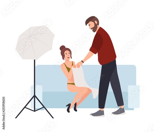 Film director harassing actress. Coercion at work, abusive behavior, sexual h...