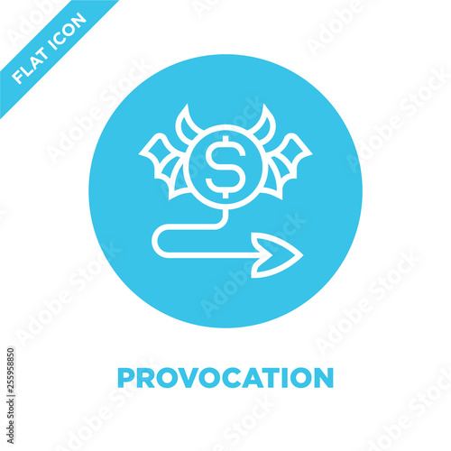 provocation icon vector from corruption elements collection. Thin line provocation outline icon vector  illustration. Linear symbol for use on web and mobile apps, logo, print media.