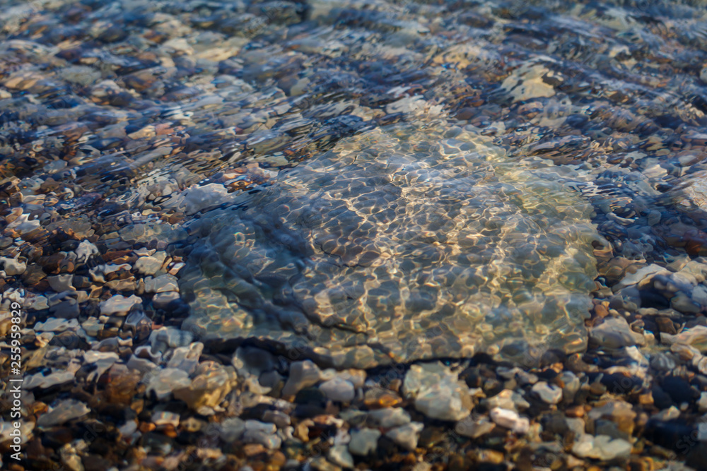 pebbles under water