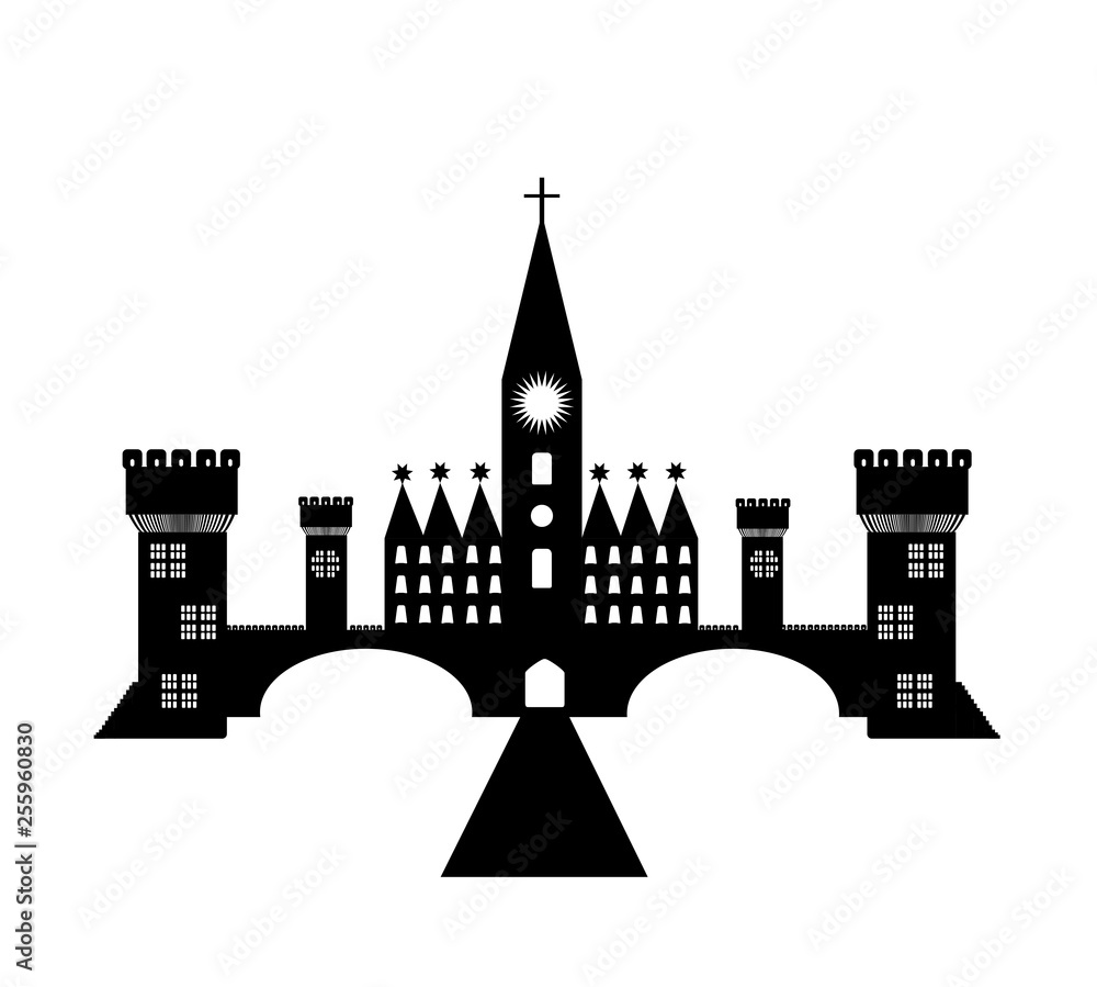 Silhouette of a medieval castle. Vector illustration