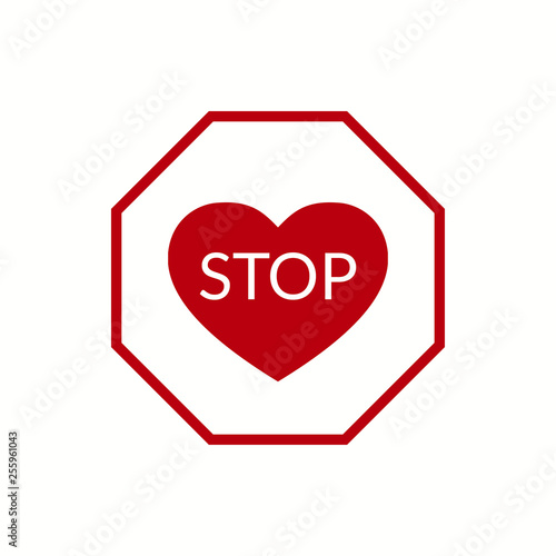 Stop love concept. Feelings logo. Vector illustration