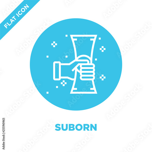 suborn icon vector from corruption elements collection. Thin line suborn outline icon vector  illustration. Linear symbol for use on web and mobile apps, logo, print media.
