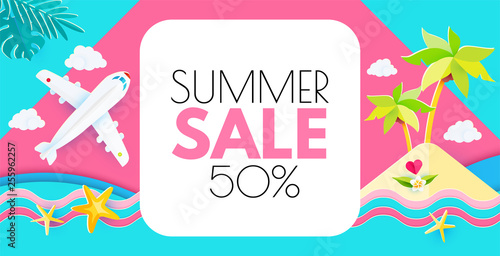 Summer Sale. Hot Vacation Design Template. Enjoy Sea Holidays.