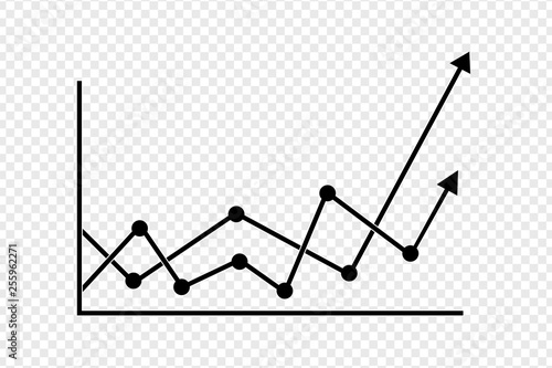 Success business symbol.Growth vector diagram with arrow going up. Black vector icon isolated on transparent  background. Editable EPS file.Bar Chart Vector Icon.Vector illustration