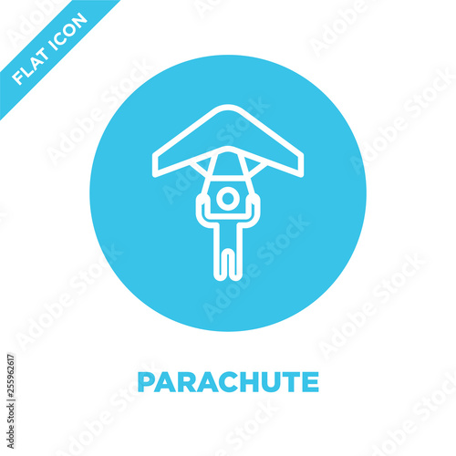 parachute icon vector from military collection. Thin line parachute outline icon vector  illustration. Linear symbol for use on web and mobile apps, logo, print media.