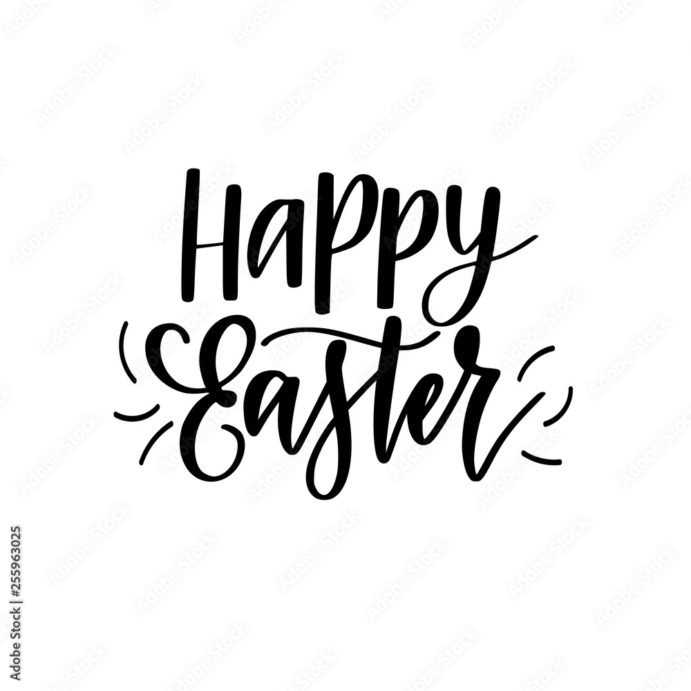 Happy Easter vector digital brush calligraphy Christian spring holiday design