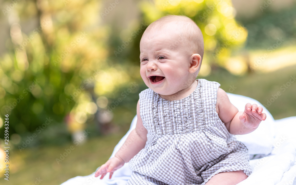 Portrait of baby girl crying, outdoors Portrait of baby girl crying, outdoors