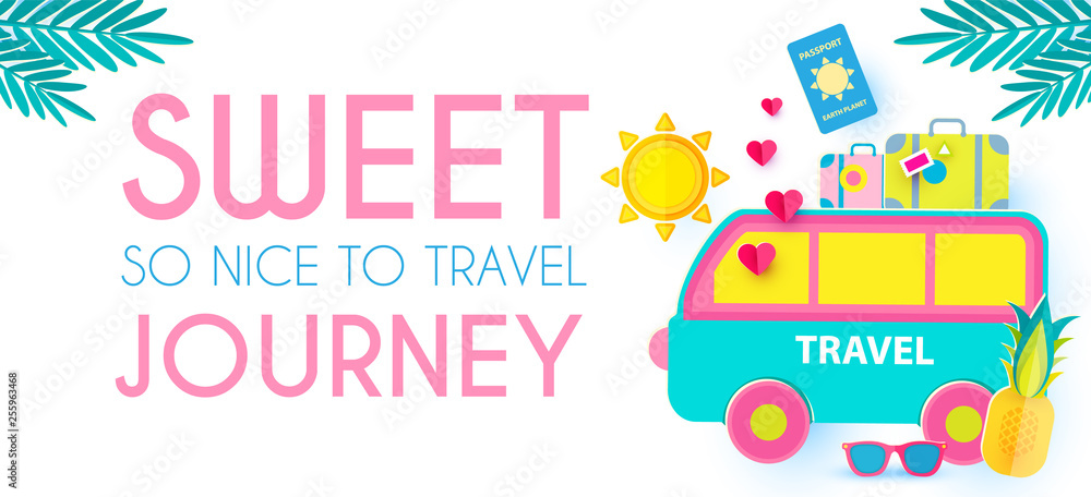 Sweet Journey. Vacation and Travel Design Template. Papercraft.