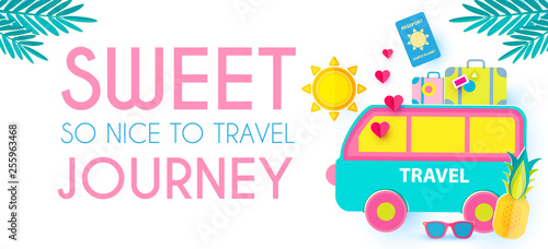 Sweet Journey. Vacation and Travel Design Template. Papercraft.