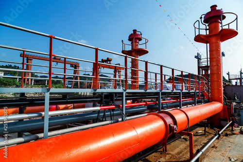 heating system. Pipelines, water pump, valves, manometers.