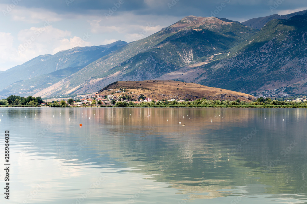 View of the lake  Pamvotis on a summer day (Epirus region, Greece)