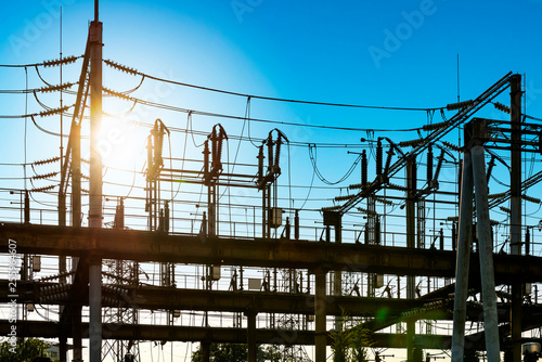 High Voltage electric substation with transformers