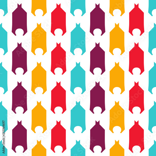 Bright seamless pattern with colorful geometric shapes.