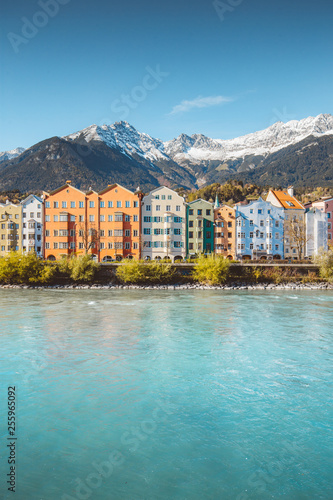 Obraz na płótnie City of Innsbruck with Inn river, Tyrol, Austria w salonie