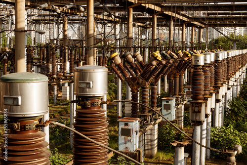 High Voltage electric substation with transformers