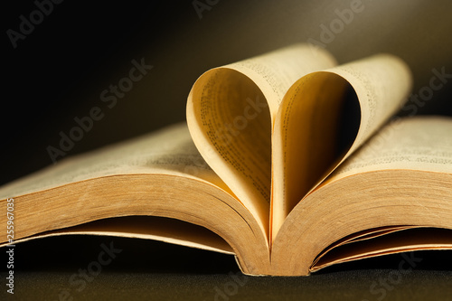 Vintage book with heart shape bookmark