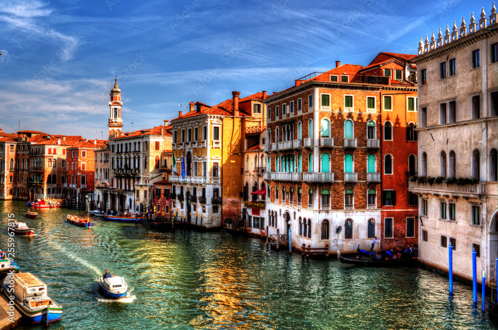 View Grand Canal from Rialto bridge, Venice, Italy