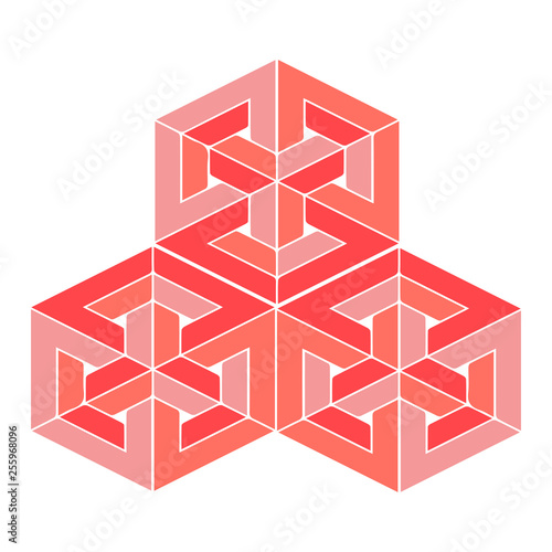 Impossible or undecidable object vector illustration. Optical illusion figure isolated. Impossible perspectives example. photo