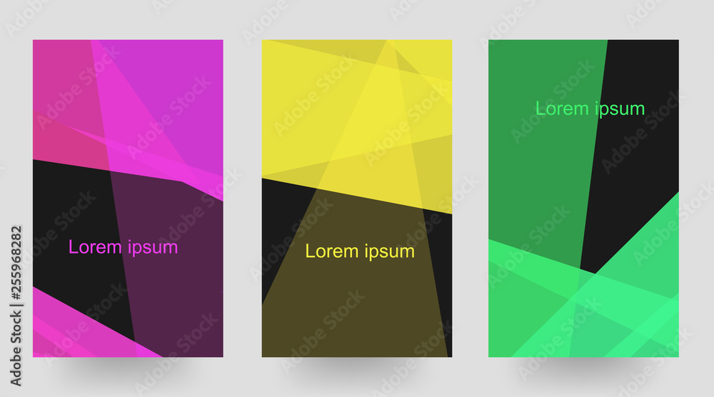 Three kinds of color polygonal shapes, modern banner templates