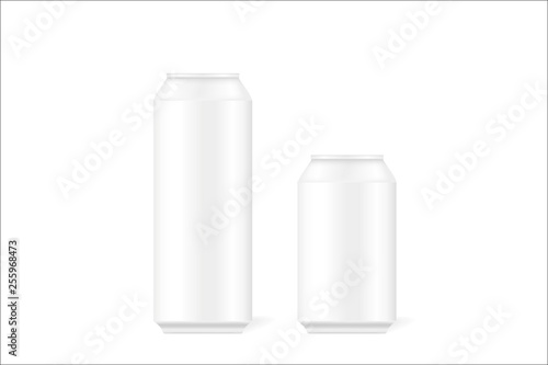 Mock up of realistic 3d tin cans for beer, alcohol,  carbonated drinks, soft drinks, colas, energy drinks. Can be used for your design. Vector illustration.