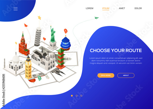 Choose your route - colorful isometric web banner