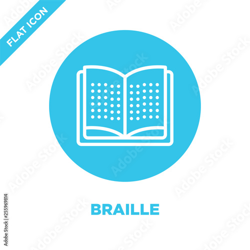 braille icon vector from accessibility collection. Thin line braille outline icon vector  illustration. Linear symbol for use on web and mobile apps, logo, print media.