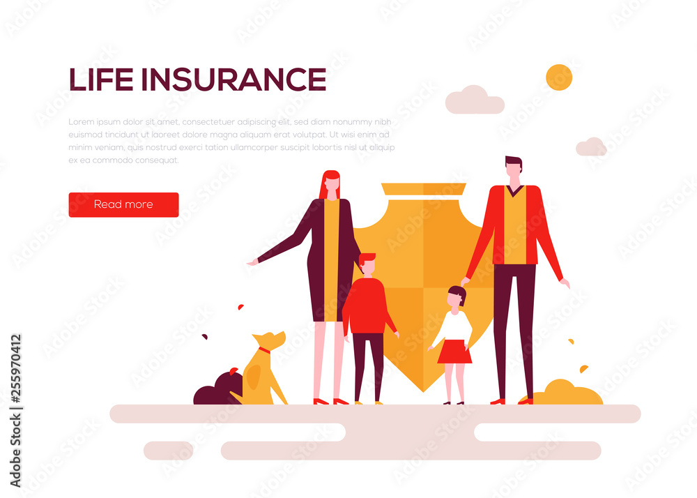 Life insurance - colorful flat design style web banner Life insurance - colorful flat design style web banner