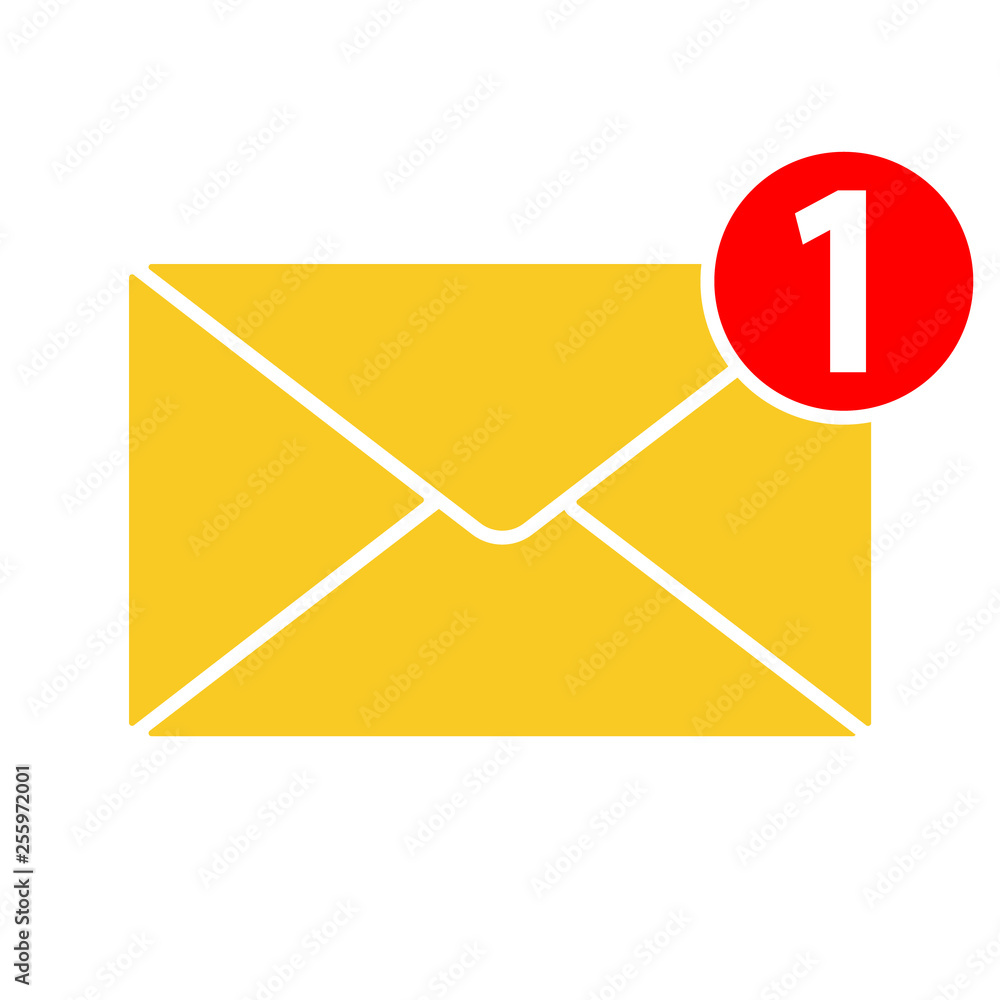 New incoming messages icon with notification.Two incoming email messages in inbox. New incoming messages icon with notification.Two incoming email messages in inbox.