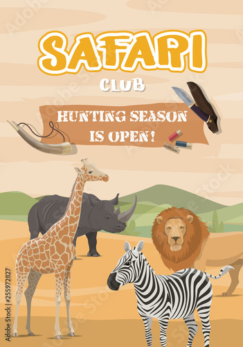 Hunting sport and safari, wild African animals