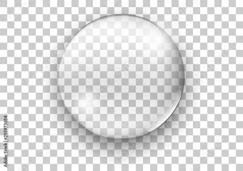 Realistic transparent glas. Water soap bubble. Vector illustration.