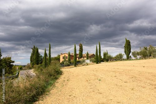 Herbstliche und karstige Hügellandschaft auf dem Weg nach Monterongriffoli photo