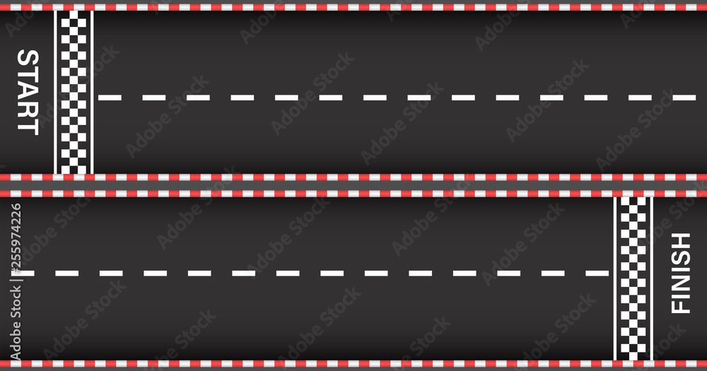 start and finish roads. Street and Road design element. Asphalt road. racing background start and finish roads. Street and Road design element. Asphalt road. racing background