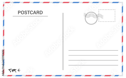 Postcard border template. Creative vector illustration of postcard