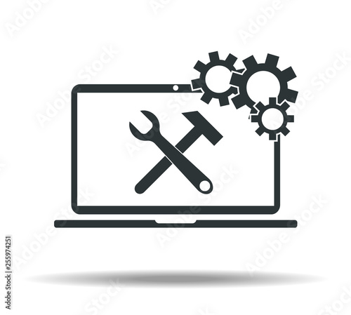 Icon laptop repair. Service center, repair work.