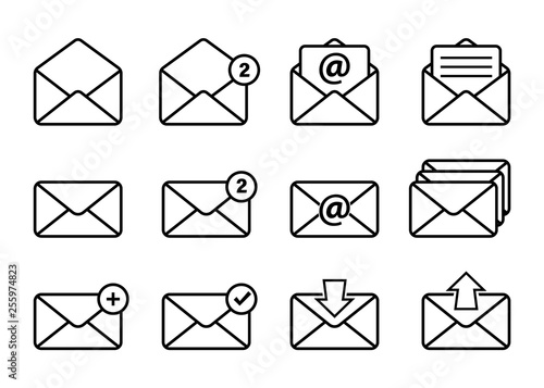 Set of Mail Vector Line Icons. Mail icons set