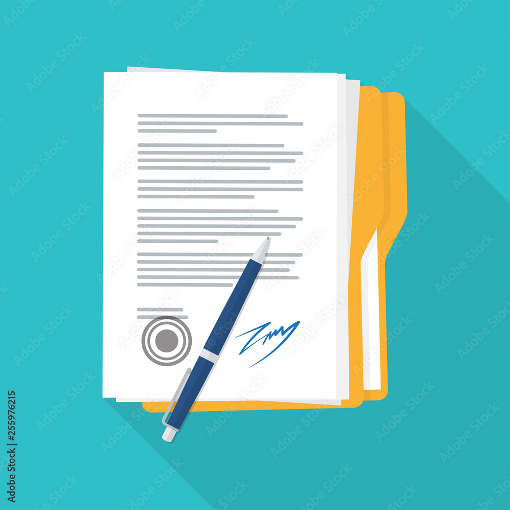 signed paper deal contract icon. signed paper deal contract icon.