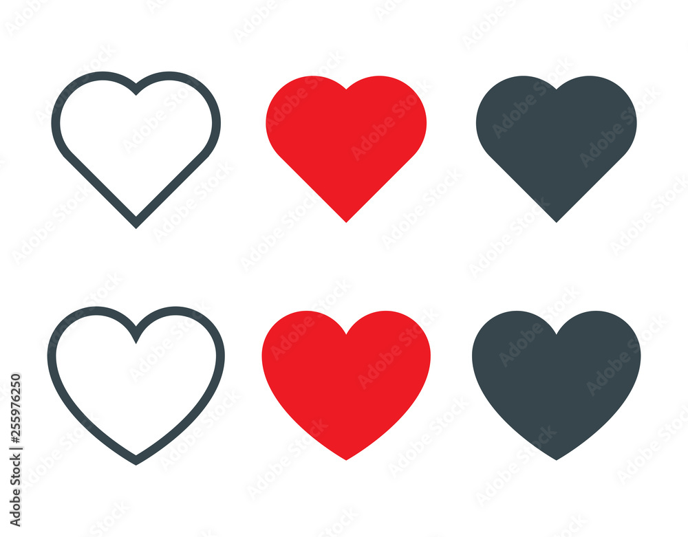 Set of different heart shapes icon