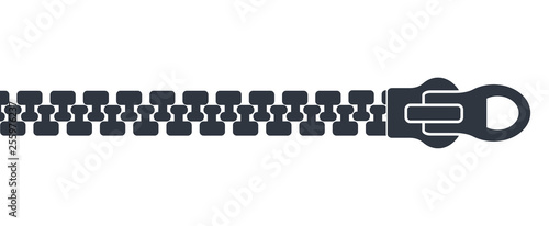 Zipper silhouette. Zipper icon. Vector illustration.