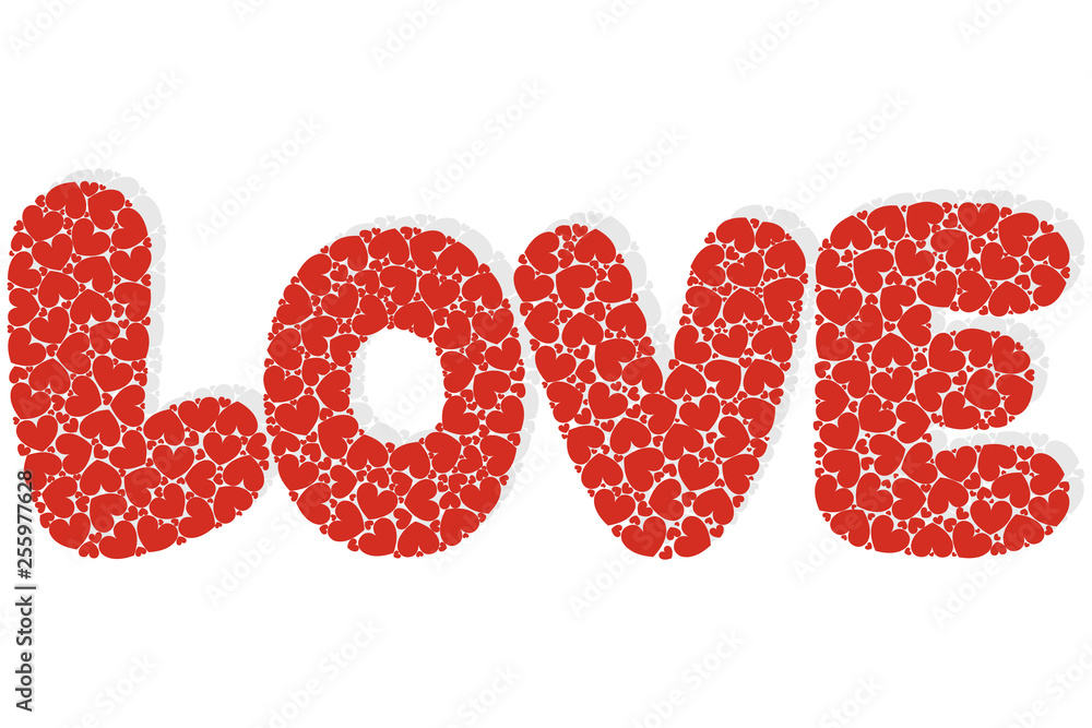 Inscription love with hearts, love with hearts ornament Inscription love with hearts, love with hearts ornament