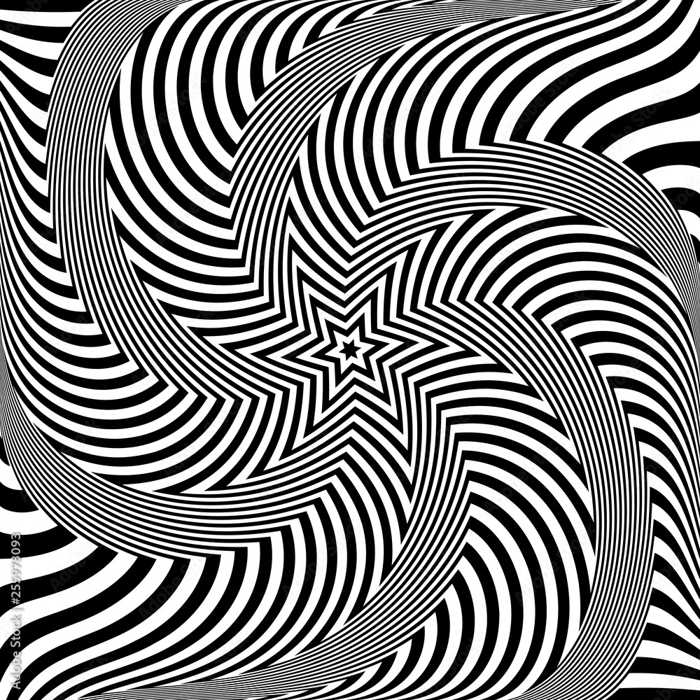 Abstract op art design. Illusion of rotation movement. Lines texture. Abstract op art design. Illusion of rotation movement. Lines texture.