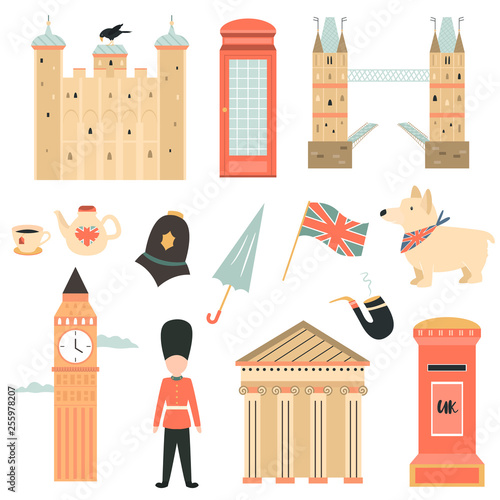 Big set of London symbols and attractions