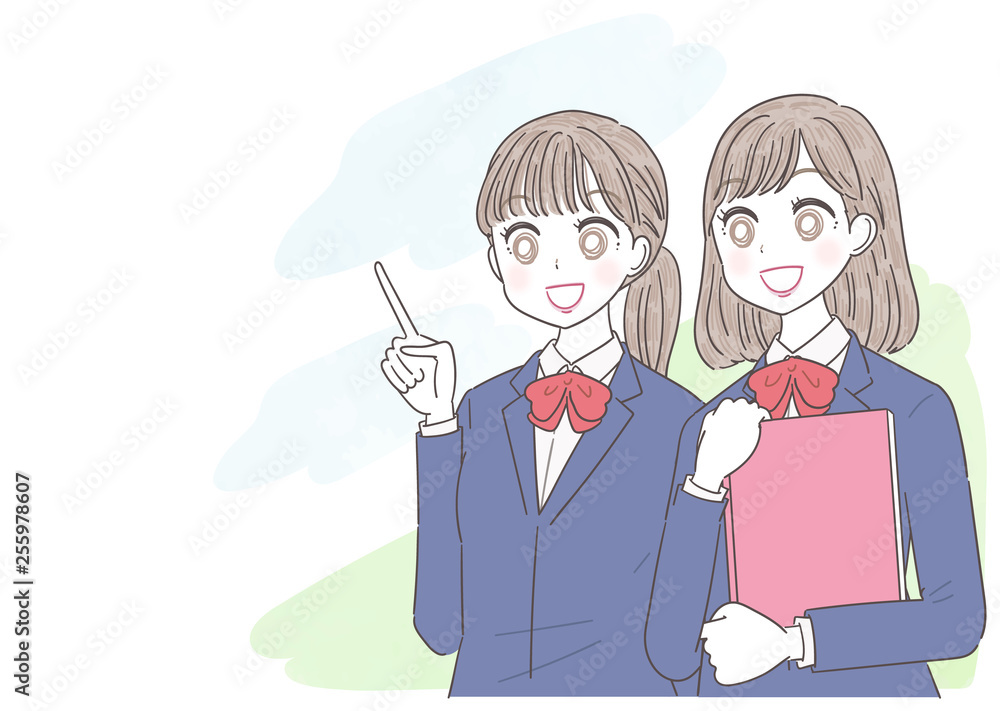 女子高生 高校生 進路 屋外背景 Stock Vector Adobe Stock