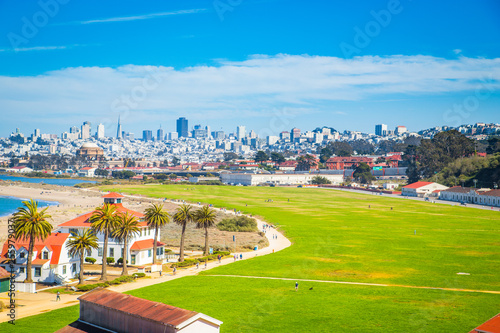 San Francisco skyline with Crissy Field, California, USA