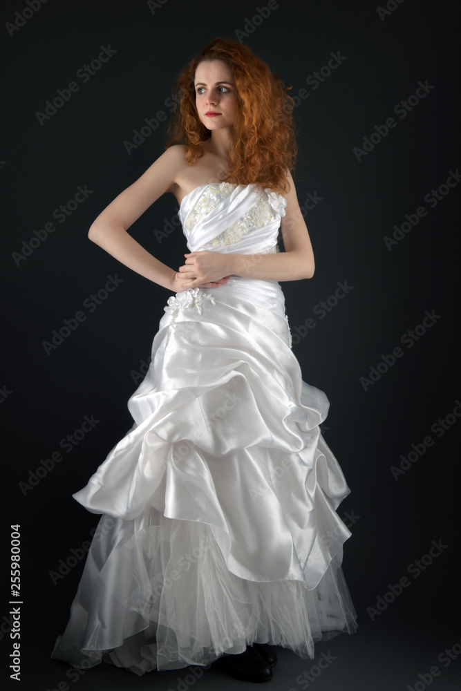 red hair bride studio photos