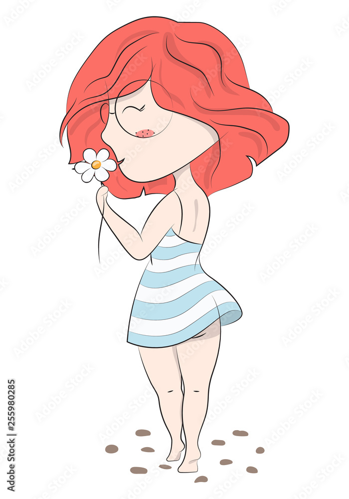 Cute cartoon girl isolated on white background. Children cartoon character.Valentines or romantic card, wedding invitation.T-shirt print. Template for design cards, notebook, shop, poster. Cute cartoon girl isolated on white background. Children cartoon character.Valentines or romantic card, wedding invitation.T-shirt print. Template for design cards, notebook, shop, poster.