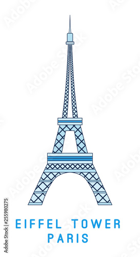 Line art, Eiffel tower, Paris symbol, European showplace