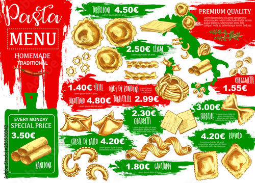 Homemade italian pasta types menu